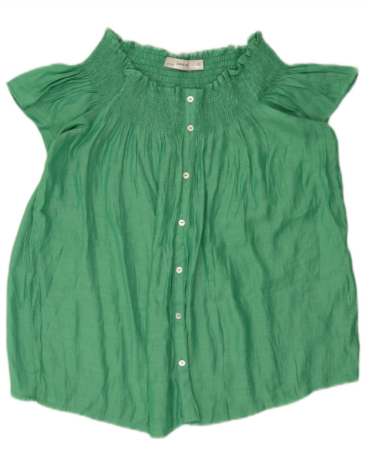 Zara Dame Off Shoulder Bluse Top UK 14 Medium Green