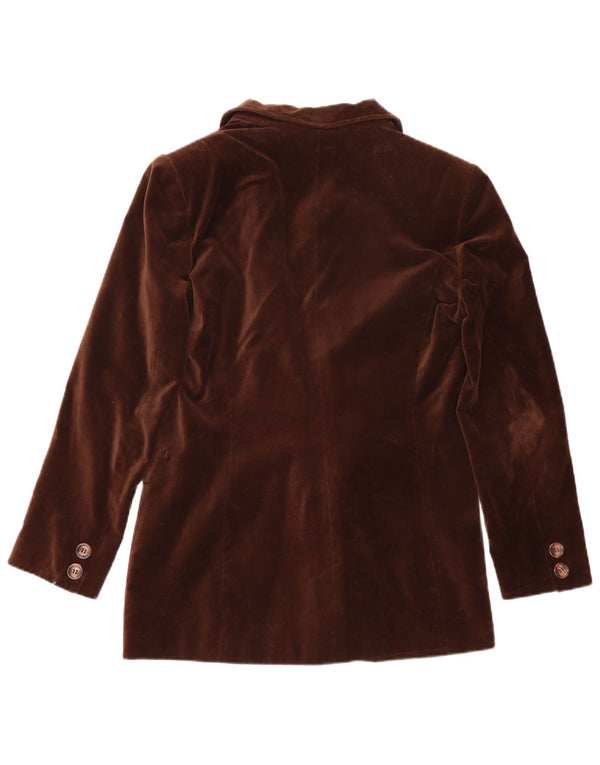 Express Dame Double Breasted Velvet Blazer Jacket UK 14 Large Brown