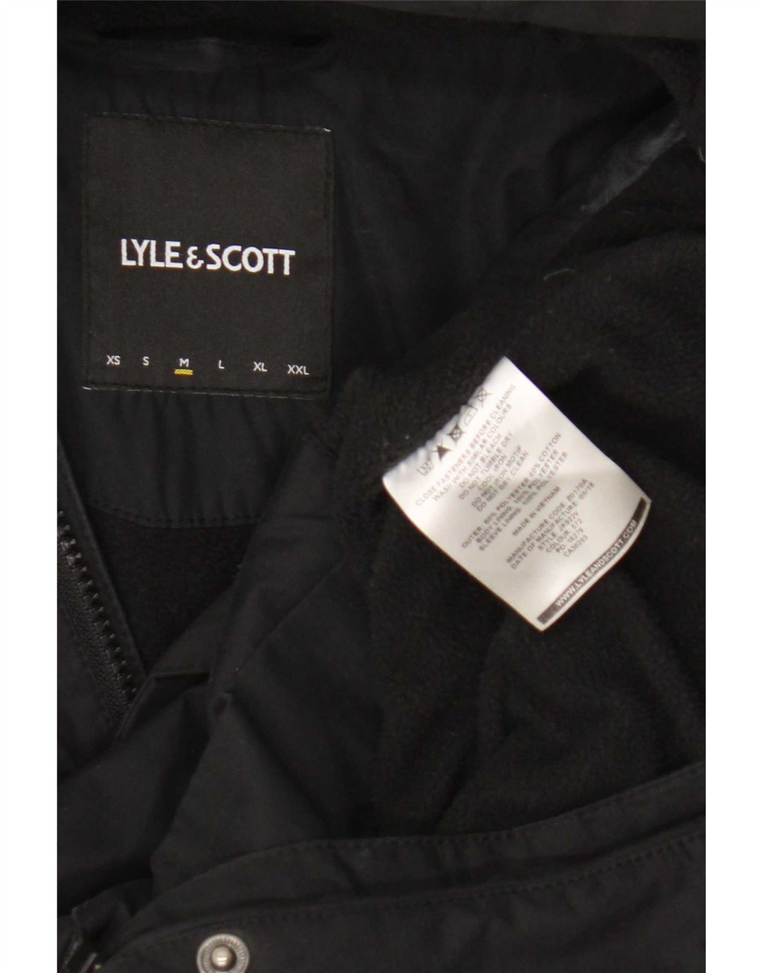 Lyle & Scott Herre Hooded Windbreaker Jacket UK 38 Medium Black Polyester