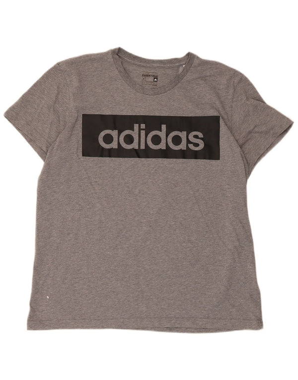 Adidas Herre Climalite Grafisk T-Shirt Top XL Grå Flecked Bomuld