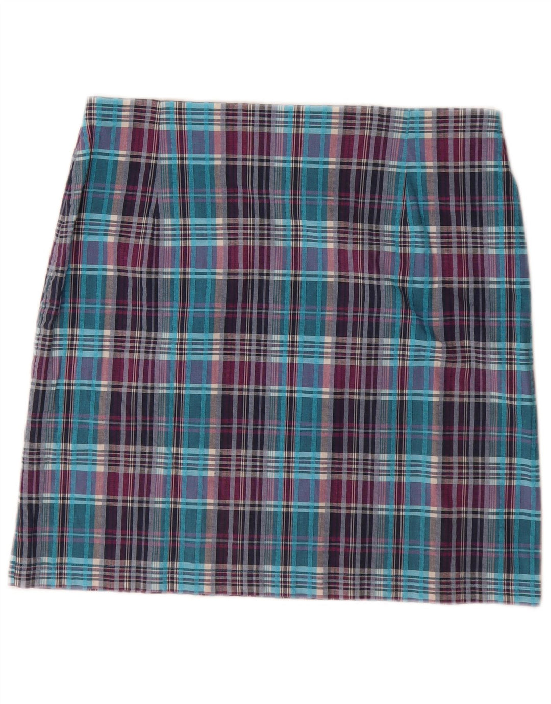 Marks & Spencer Mini-nederdel til kvinder UK 18 XL W38 blå ternet bomuld