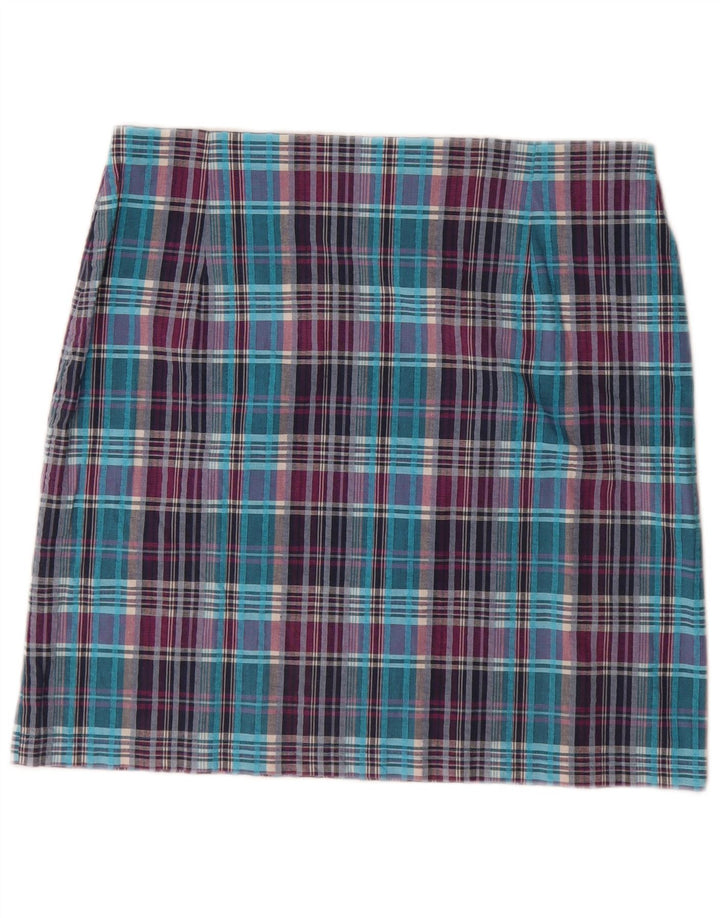 Marks & Spencer Mini-nederdel til kvinder UK 18 XL W38 blå ternet bomuld