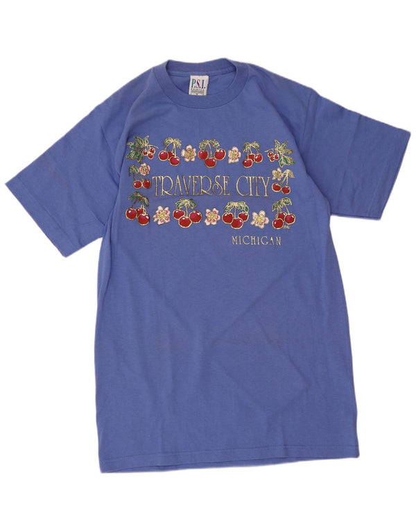 P.S.I. Sportstøj Dame Grafisk T-Shirt Top UK 12 Medium Blue Novelty