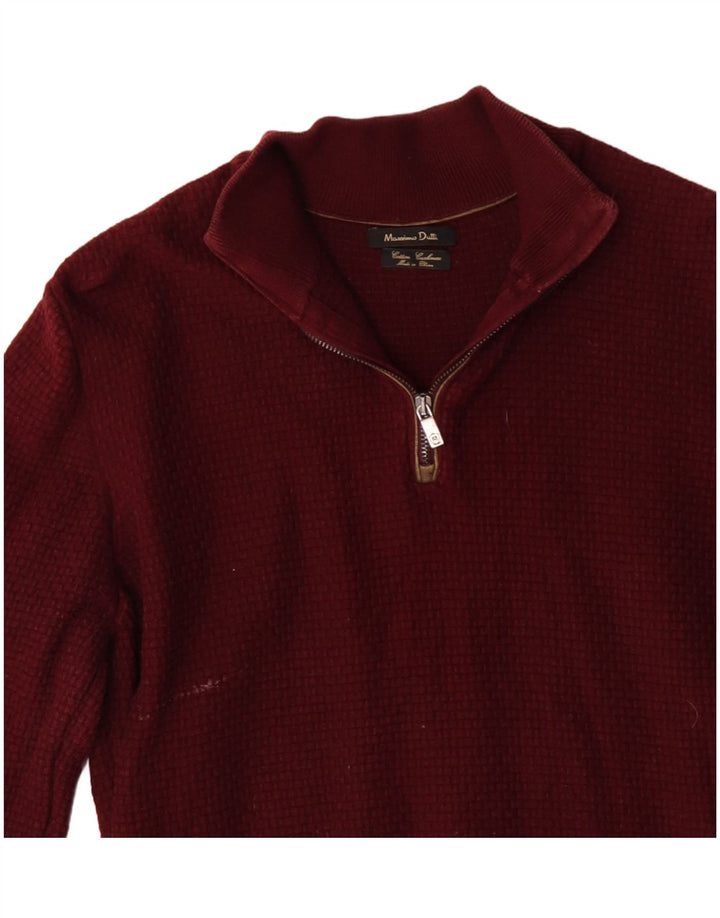 MASSIMO DUTTI Herre sweater med lynlåshals, lille Bourgogne bomuld