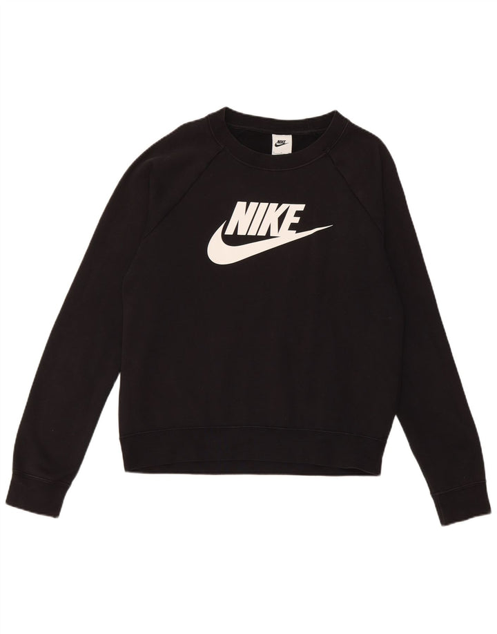 Nike Dame Grafisk Oversized Sweatshirt Jumper UK 12 Lille sort bomuld
