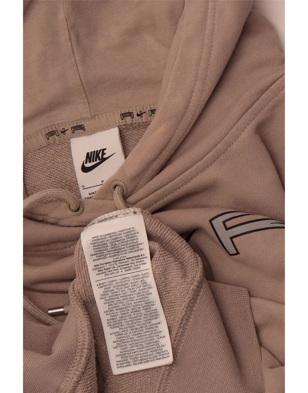 NIKE Herre Loose Fit Grafisk Hoodie Jumper Lille Brun Colourblock Bomuld