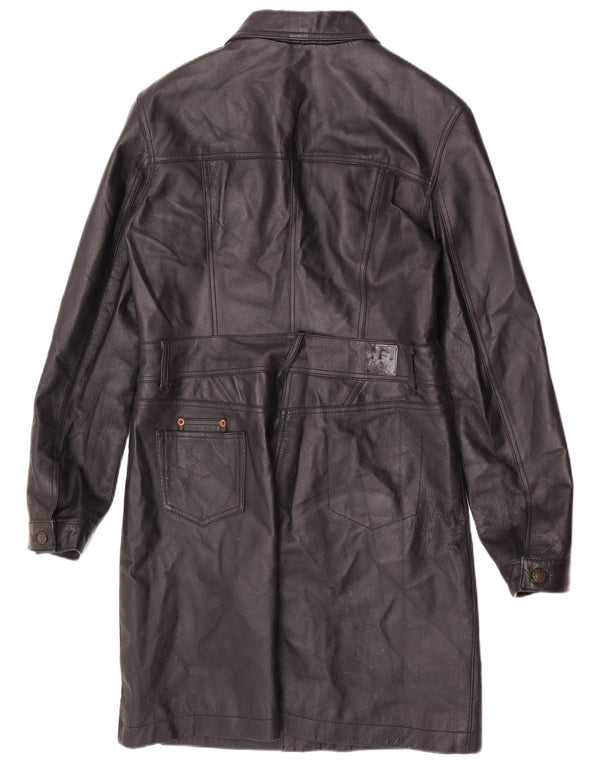 Phard Womens Læder Trench Coat UK 14 Large Black