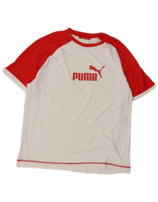 PUMA Herre grafisk T-shirt Top XL Hvid Colourblock Bomuld