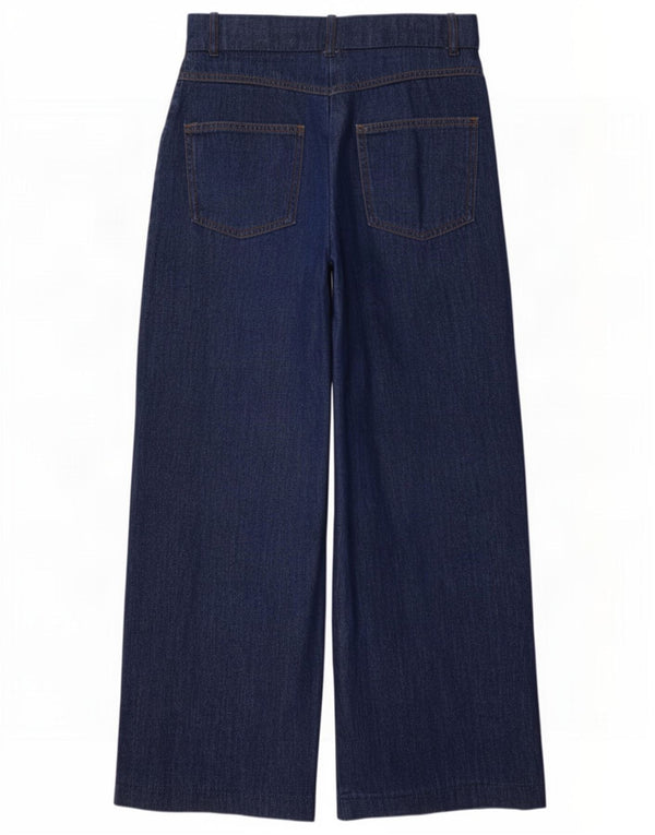 Zara Dame Jeans med brede ben EU 32 2XL W22 L28 Marineblå Bomuld