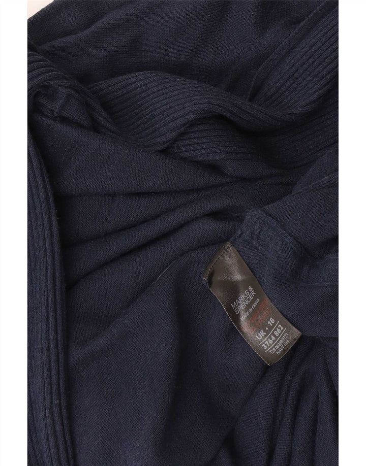 Marks & Spencer Dame Longline Åben Cardigan Sweater UK 16 Large Navy Blue
