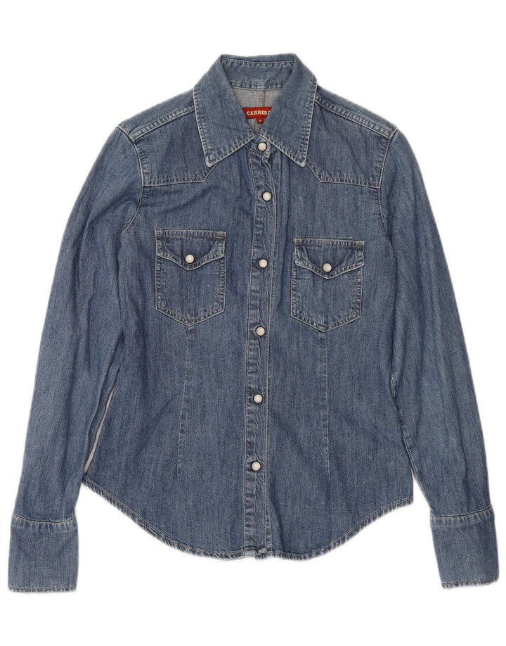 CARRERA Dame Denim Shirt UK 10 Small Blue Cotton