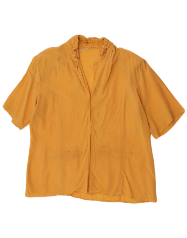 Vintage skjortebluse til kvinder UK 18 XL Gul