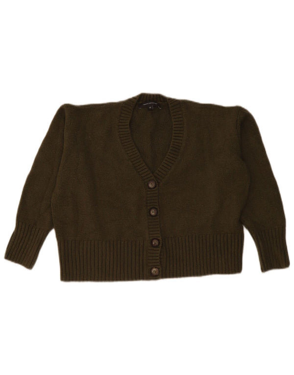 French Connection Womens Crop Cardigan Sweater UK 14 Medium Khaki Acryl