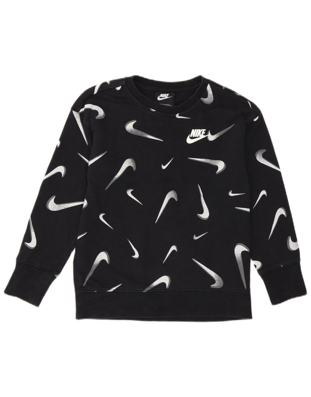 NIKE Girls Graphic Standard Fit Sweatshirt Jumper 8-9 år Lille Sort