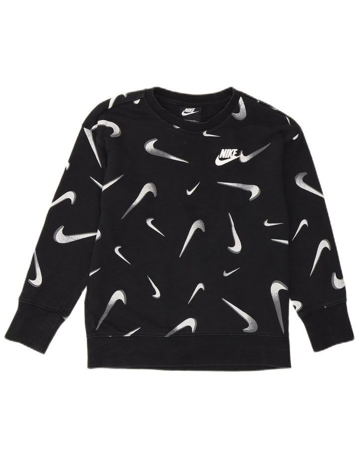NIKE Girls Graphic Standard Fit Sweatshirt Jumper 8-9 år Lille Sort