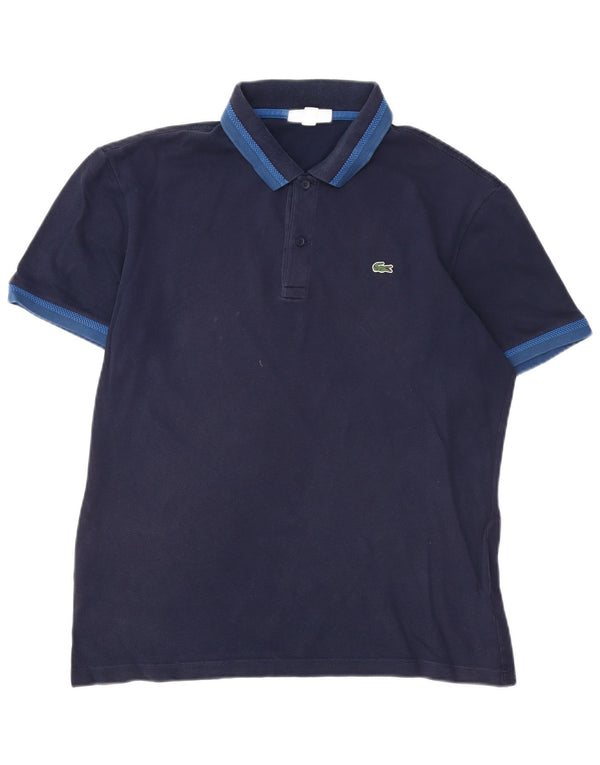 LACOSTE Herre Slim Fit Polo Shirt Størrelse 5 Large Navy Blue Bomuld