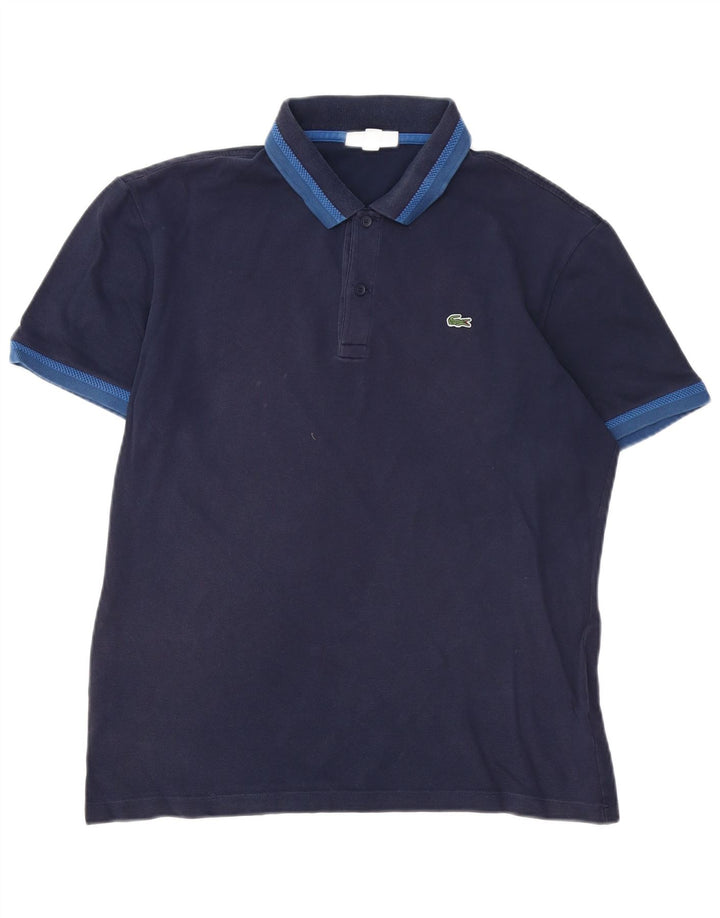 LACOSTE Herre Slim Fit Polo Shirt Størrelse 5 Large Navy Blue Bomuld