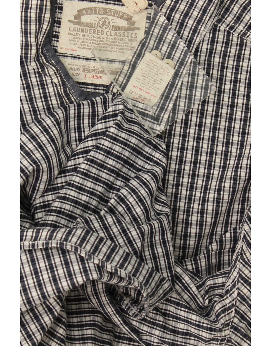 White Stuff Herre Classic Fit skjorte XL marineblå ternet bomuld