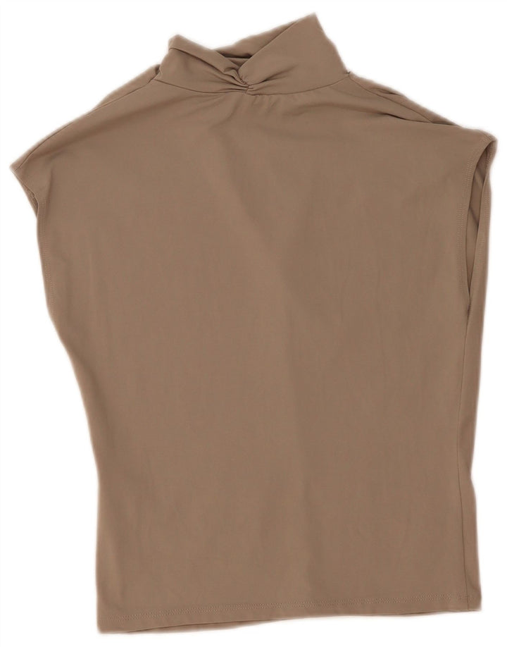Zara Dame ærmeløs bluse Top UK 12 Medium Grå Polyamid