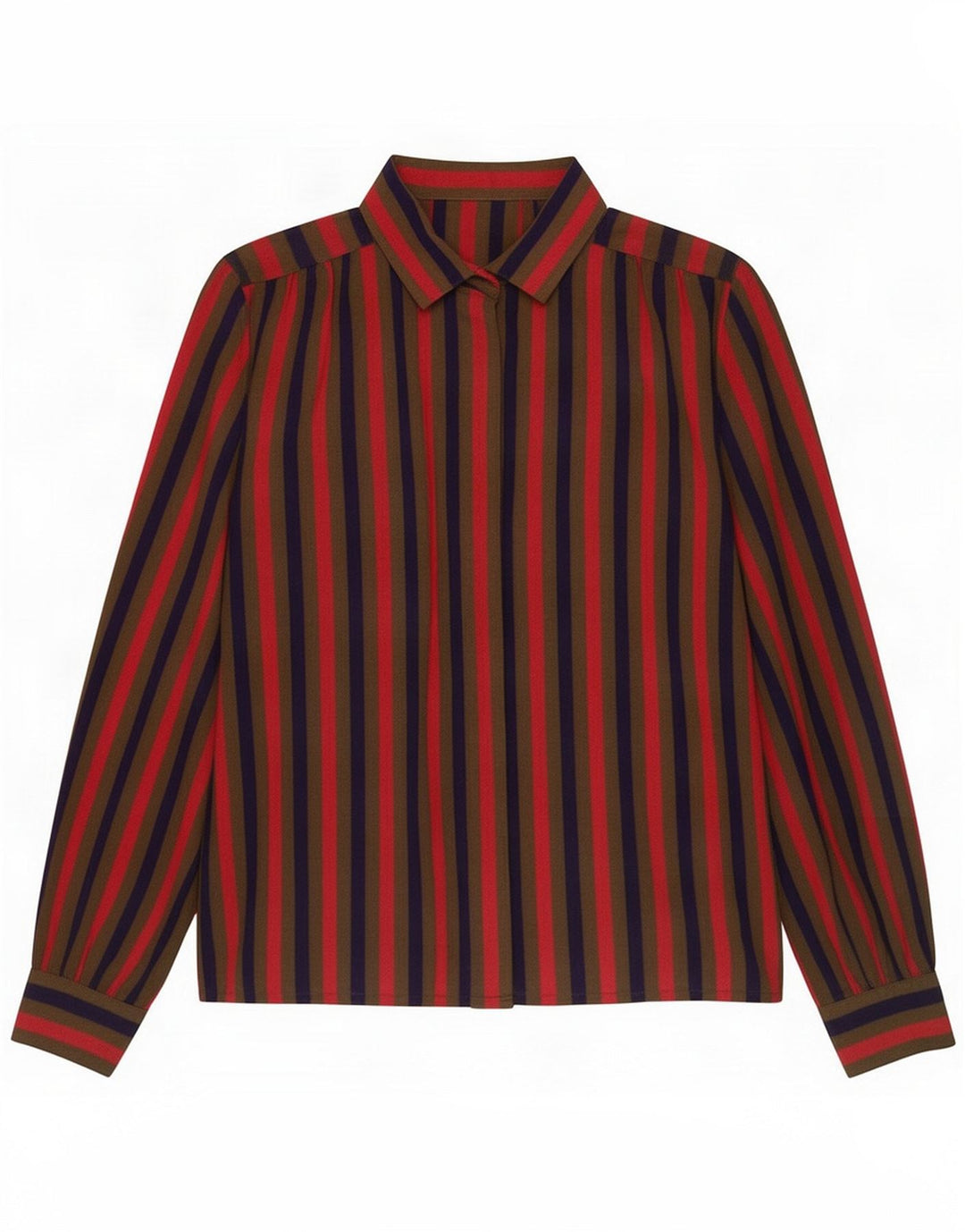 Vintage skjortebluse til kvinder UK 12 Medium Flerfarvet Stribet