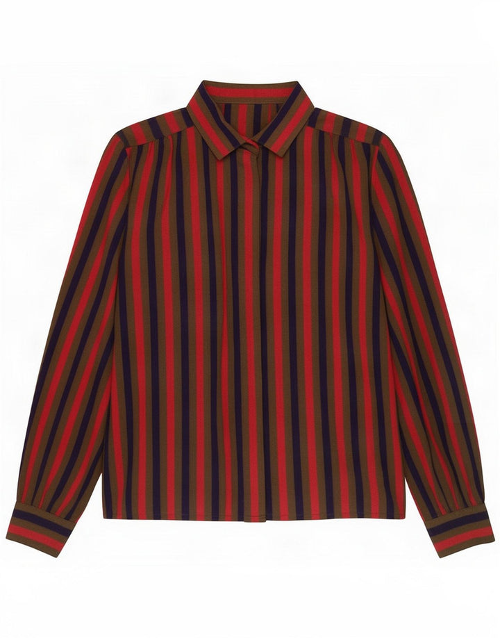Vintage skjortebluse til kvinder UK 12 Medium Flerfarvet Stribet