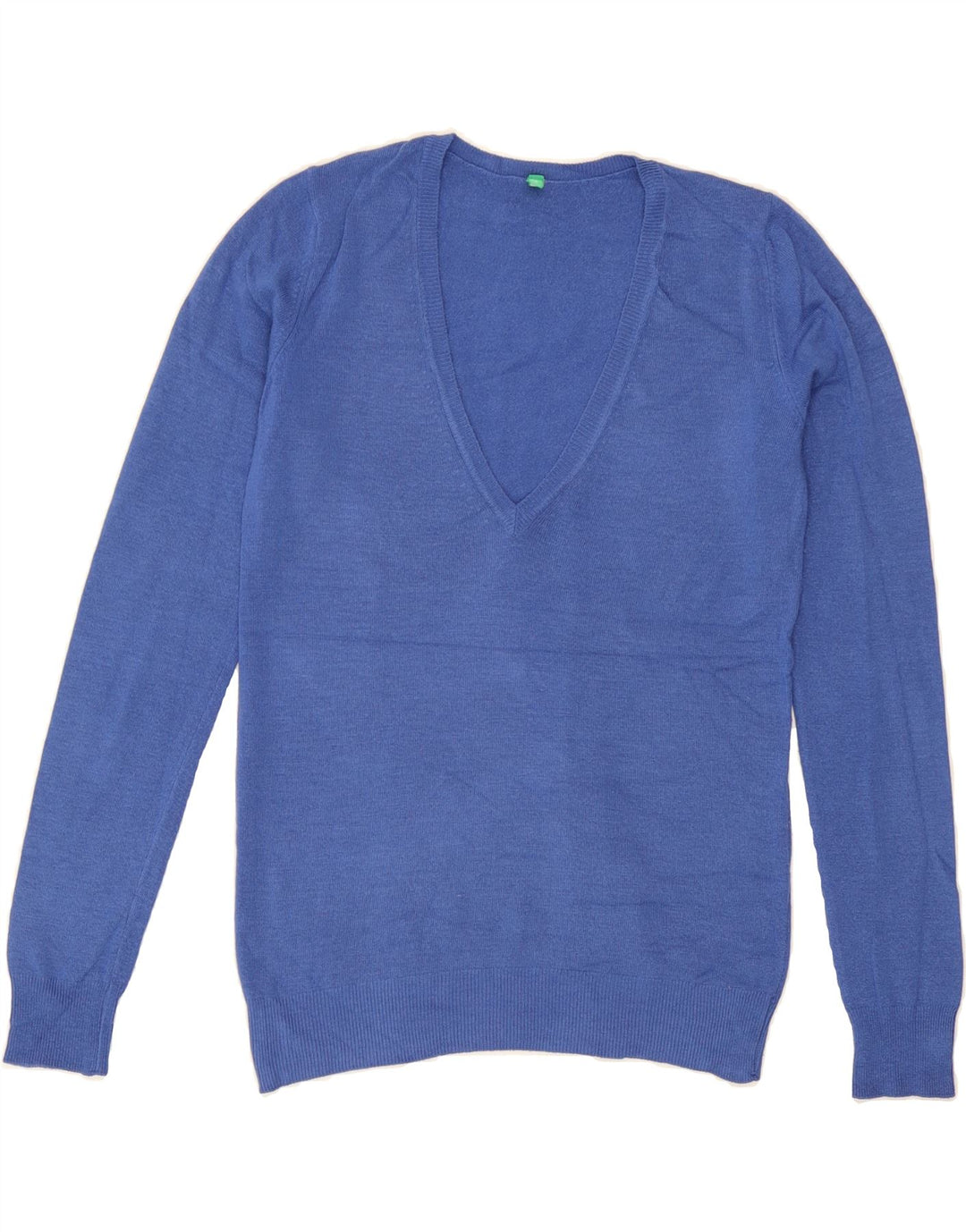 BENETTON Womens V-Neck Jumper Sweater UK 10 Small Blue Vintage Benetton and Second-Hand Benetton from Messina Hembry 