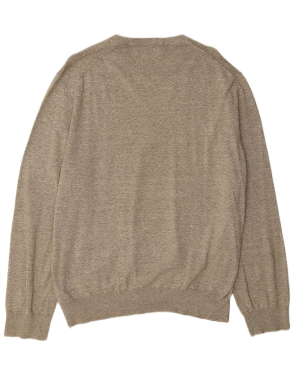 Marks & Spencer Herre Boat Neck Jumper Sweater XL Grå Flecked Bomuld