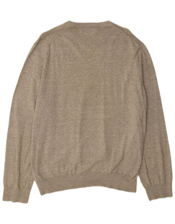 Marks & Spencer Herre Boat Neck Jumper Sweater XL Grå Flecked Bomuld