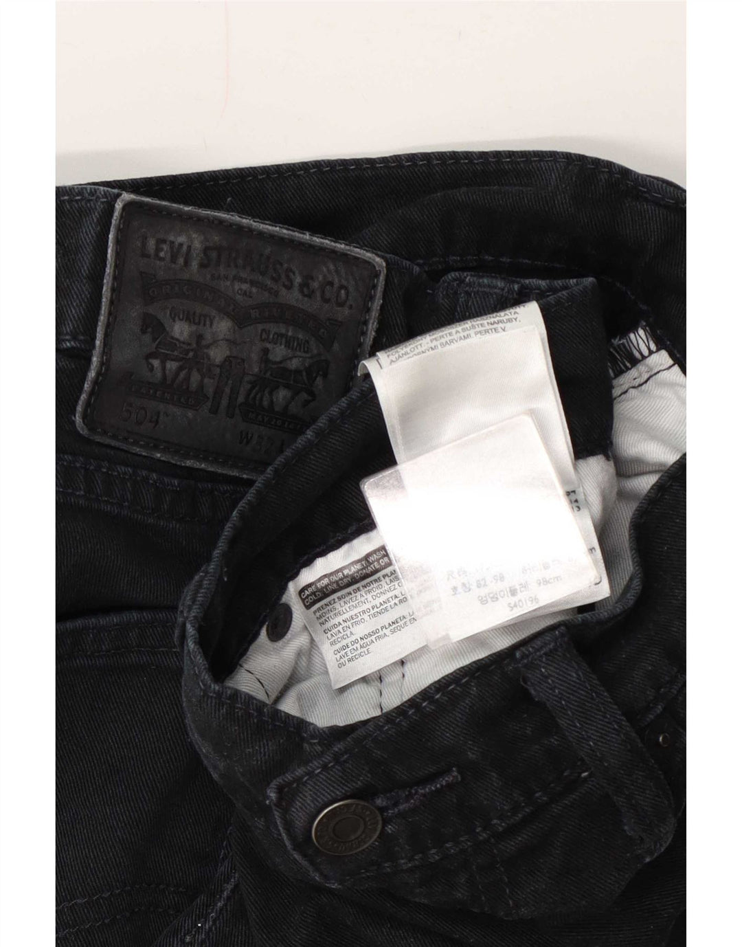 Levi's Herre 504 lige jeans W32 L32 sort bomuld