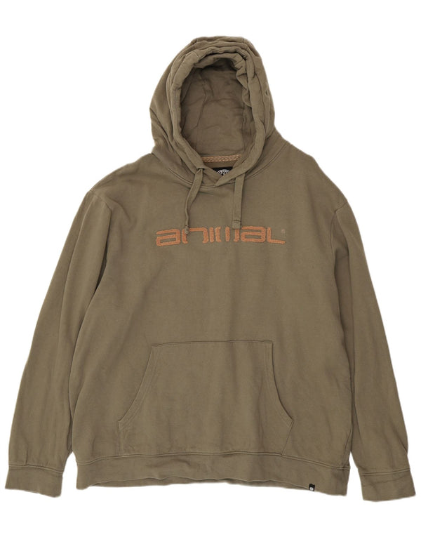 Animal Herre Grafisk Hoodie Jumper 2XL Khaki Bomuld