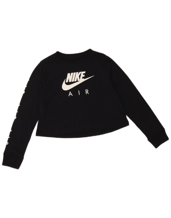NIKE Piger Crop Grafisk Top Langærmet 10-11 år Medium Sort Bomuld