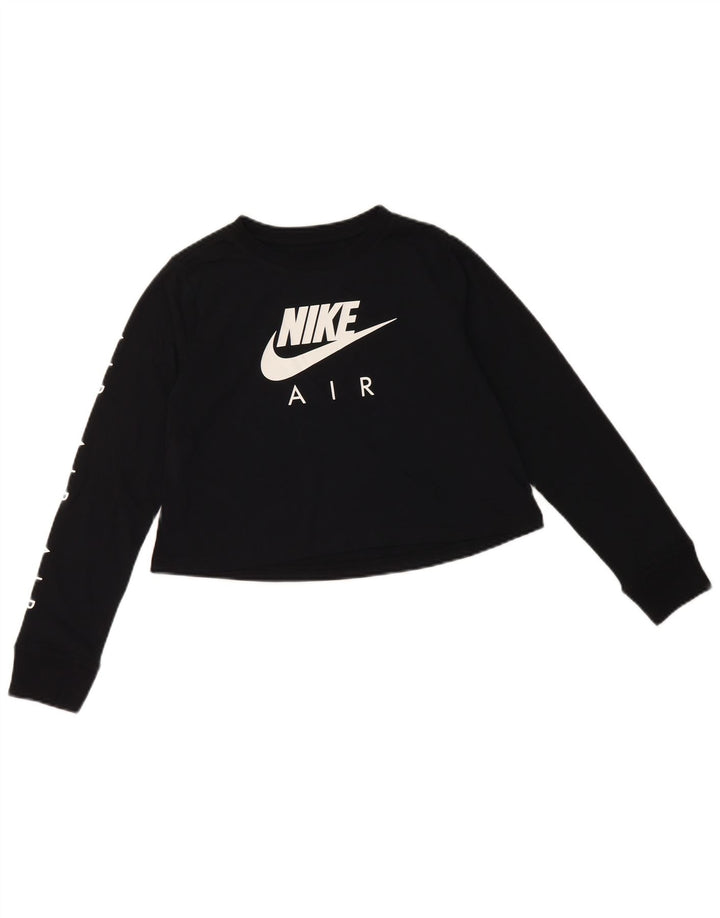 NIKE Piger Crop Grafisk Top Langærmet 10-11 år Medium Sort Bomuld