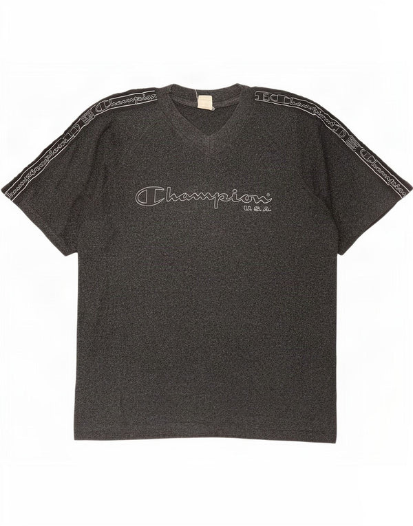 Champion Herre Grafisk T-Shirt Top XL Grå Flecked Bomuld