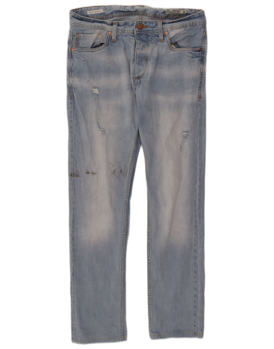 Jack & Jones Herre Tim Distressed Slim Jeans W34 L31 Blå