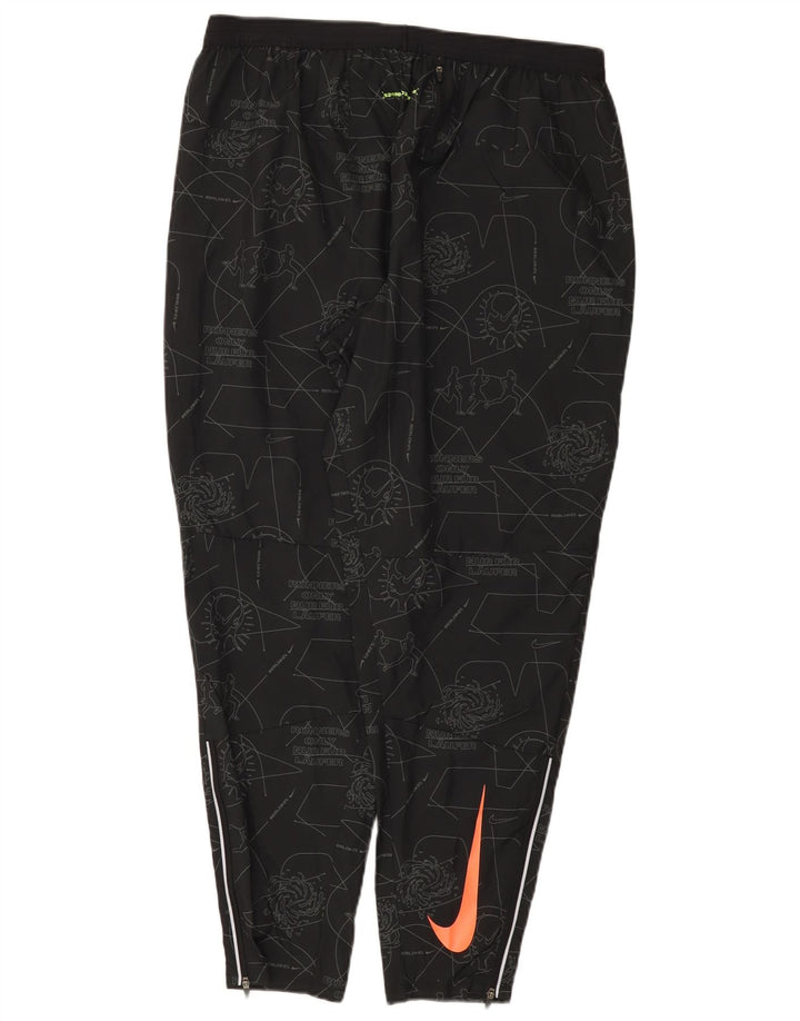 Nike Dame Dri Fit Abstrakt mønster træningsdragt Bukser UK 18 XL Sort