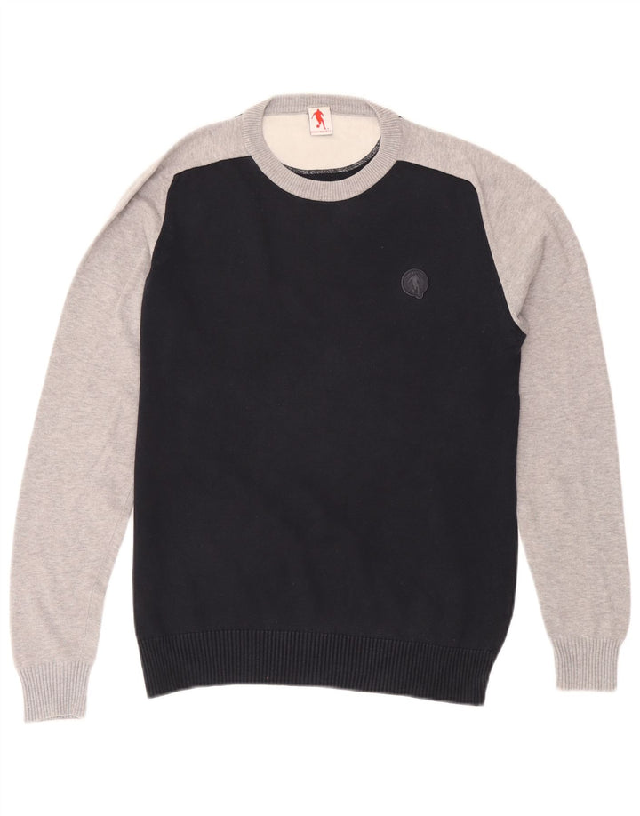 Bikkembergs Herre Crew Neck Jumper Sweater Medium Navy Blue Colourblock