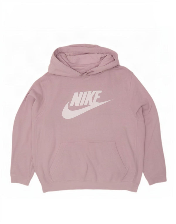 Nike Dame Grafisk Oversized Hoodie Jumper UK 16 Stor Lilla Bomuld