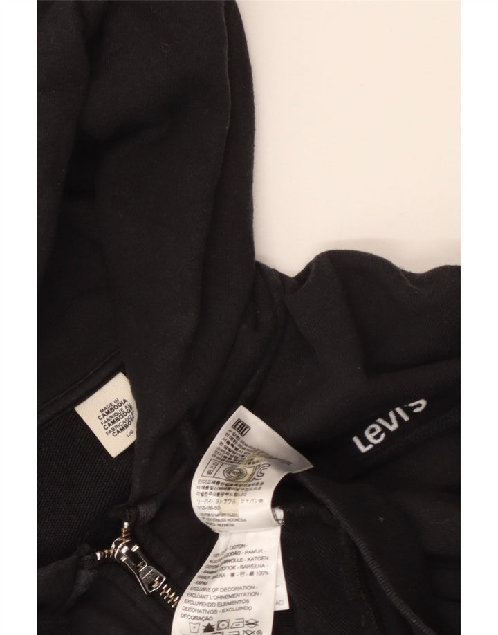 Levi's Dame Oversized Crop Zip Hoodie Sweater UK 16 Large Black