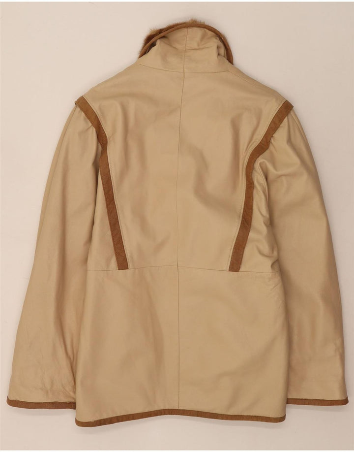 Vintage Dame Dobbeltradet Frakke UK 16 Large Beige
