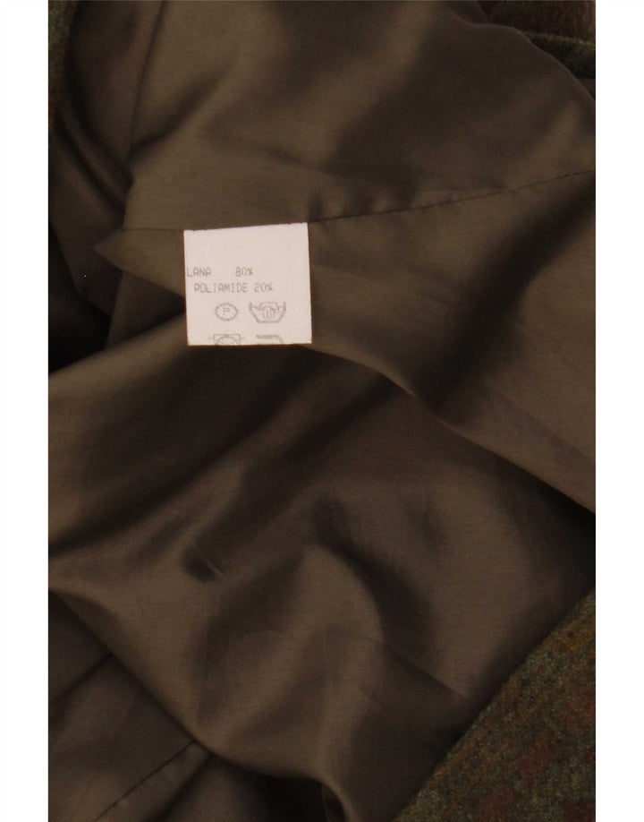 Vintage Dame Dobbeltradet Blazer Jacket UK 14 Medium Khaki Geometric