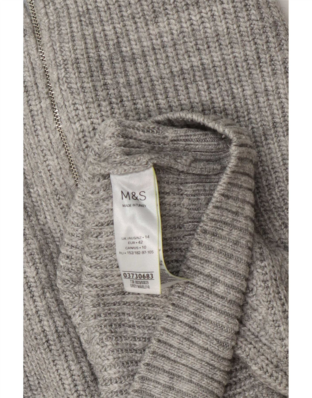 Marks & Spencer Dame sweater med lynlåshals DK 14 Stor grå flækket