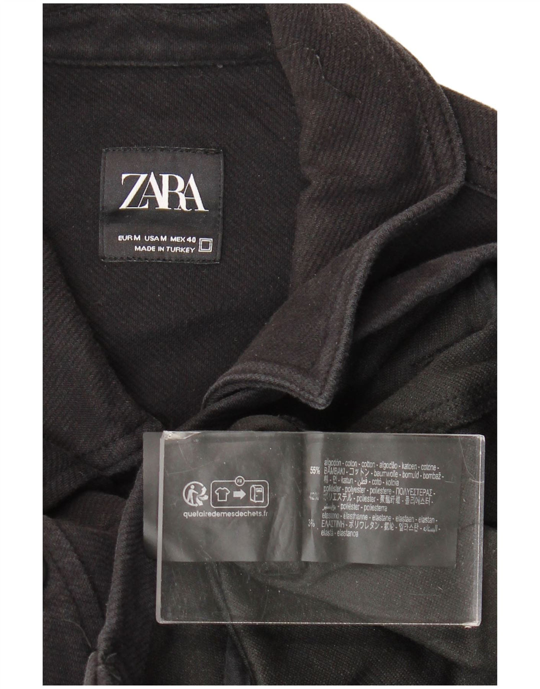 Zara Herre Utility Jacket UK 38 Medium Sort Bomuld