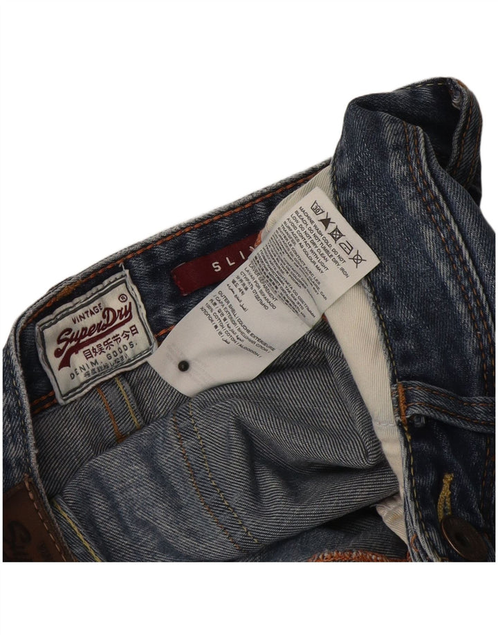 Superdry Dame Distressed Slim Jeans W28 L32 Blå Bomuld