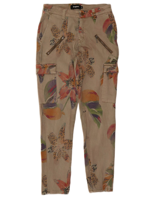 Desigual Dame Slim Cargo Bukser EU 38 Medium W28 L27 Beige Floral
