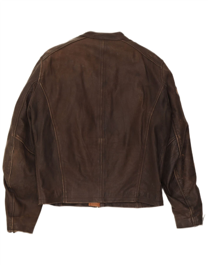 Redskins Herre Motorstyle Læder Biker Jacket UK 40 Large Brown Colourblock