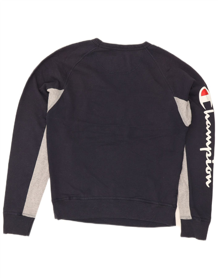 Champion Herre Sweatshirt Jumper Large Navy Blue Colourblock Polyester