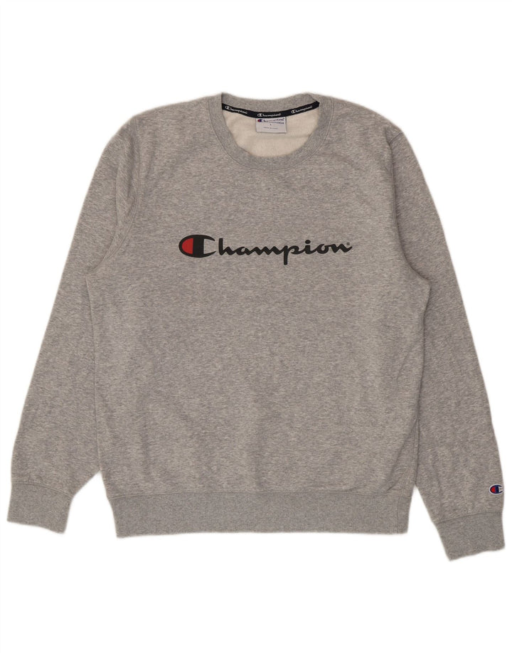 Champion Herre Grafisk Sweatshirt Jumper Large Grå Flecked Camelhair