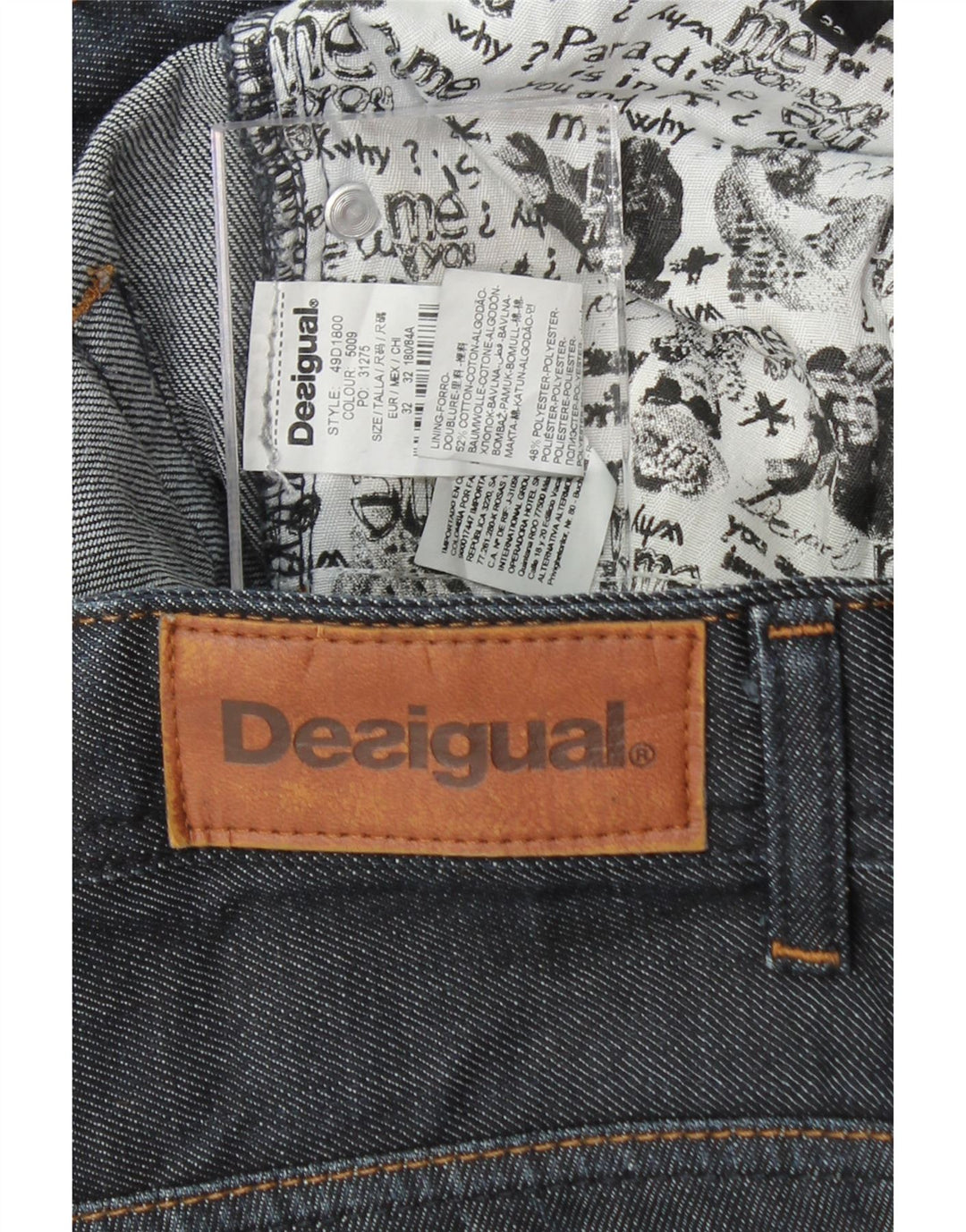 DESIGUAL Womens Straight Jeans W32 L33 Navy Blue Cotton Vintage Desigual and Second-Hand Desigual from Messina Hembry 