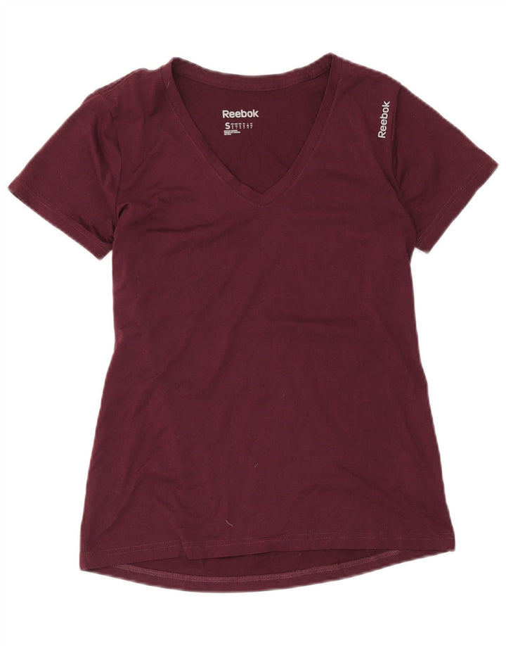 Reebok Dame T-Shirt Top UK 10 Small Burgundy Polyester