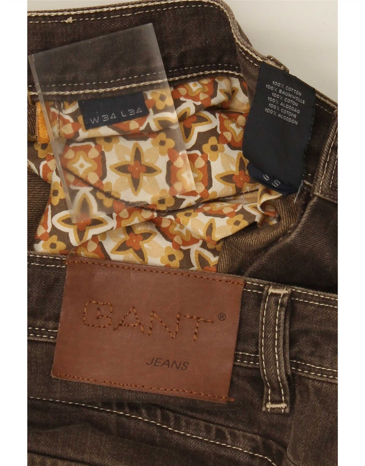 Gant Straight Jeans til mænd W34 L34 Brun bomuld